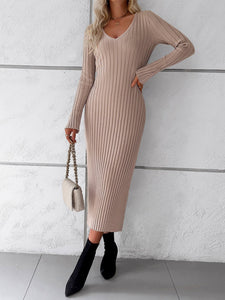 Black Thick Ribbed Sweater Dress