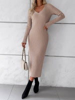 Load image into Gallery viewer, Wine Red Thick Ribbed Sweater Dress
