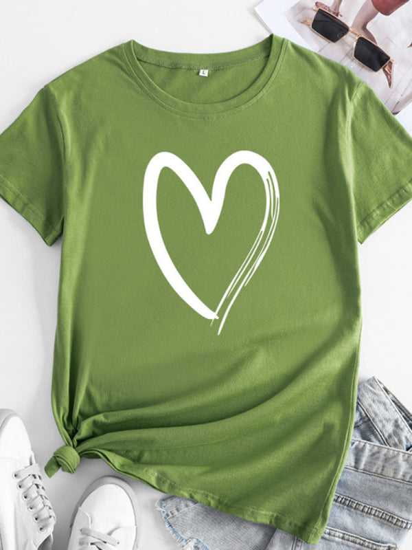 Cotton Heart Print T-shirt