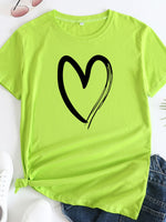 Load image into Gallery viewer, Cotton Heart Print T-shirt
