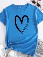 Load image into Gallery viewer, Cotton Heart Print T-shirt
