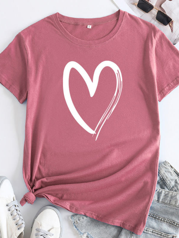 Cotton Heart Print T-shirt