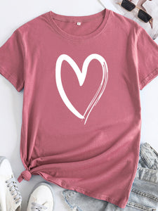 Cotton Heart Print T-shirt