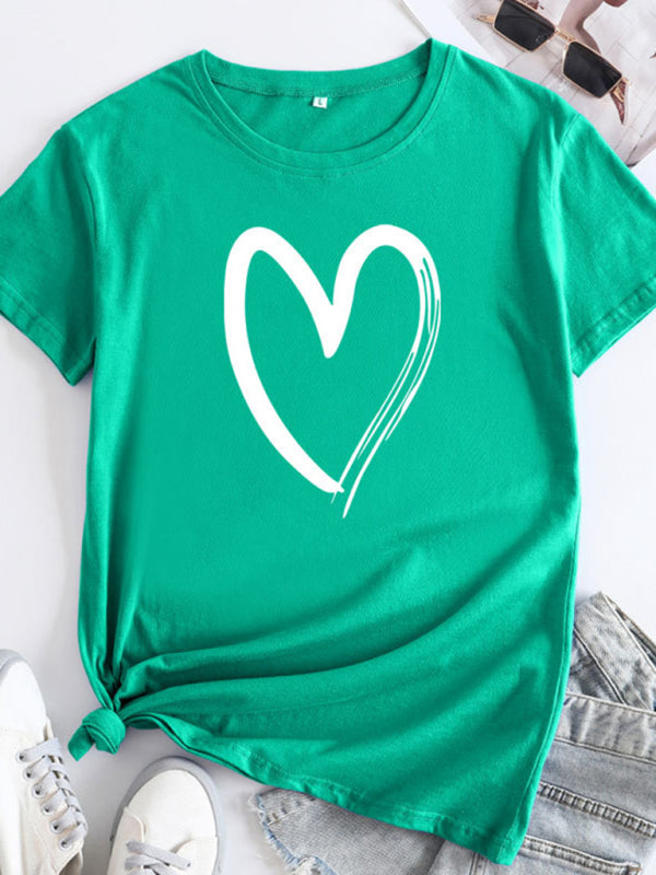 Cotton Heart Print T-shirt