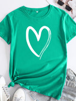 Load image into Gallery viewer, Cotton Heart Print T-shirt
