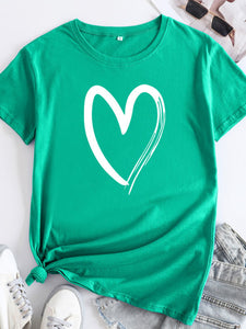 Cotton Heart Print T-shirt