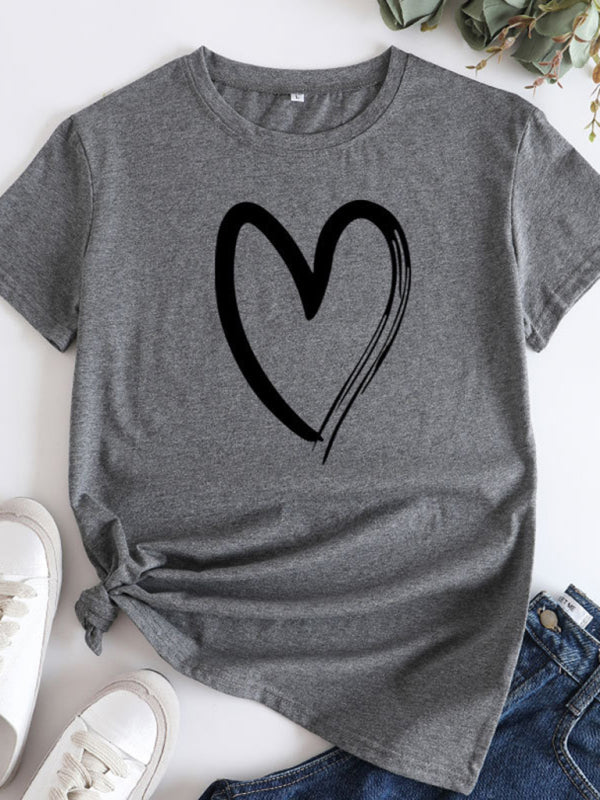 Cotton Heart Print T-shirt