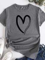 Load image into Gallery viewer, Cotton Heart Print T-shirt
