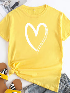 Cotton Heart Print T-shirt