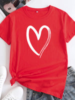 Load image into Gallery viewer, Cotton Heart Print T-shirt
