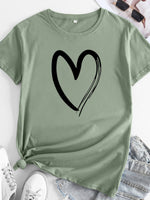 Load image into Gallery viewer, Cotton Heart Print T-shirt
