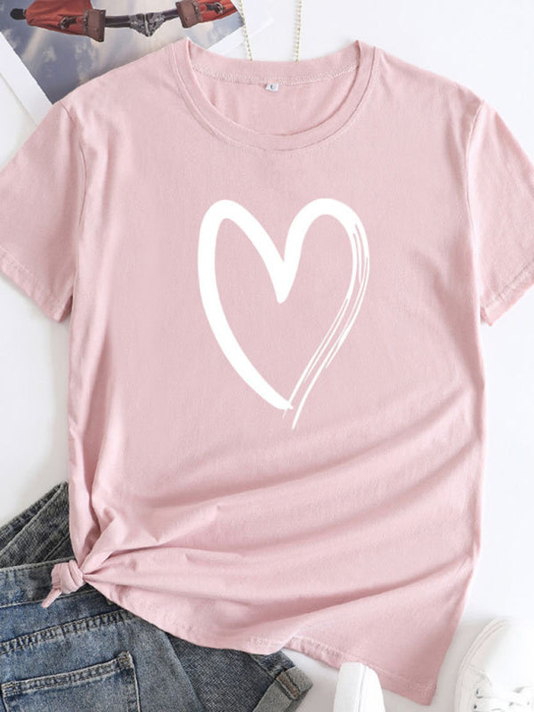 Cotton Heart Print T-shirt