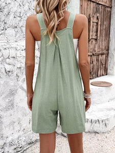 Casual Solid Colour Bib Playsuit