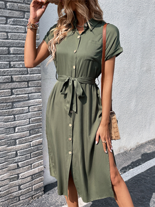 Slit Solid Colour Dress