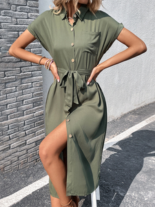 Slit Solid Colour Dress