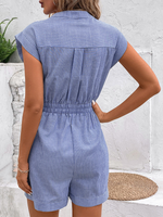Load image into Gallery viewer, Pinstripe Short Sleeve Jumpsuit
