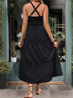 Load image into Gallery viewer, Suspender High Waist Slit Dress
