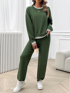 Contrast Colour Sweater & Pants Set