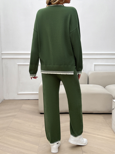 Contrast Colour Sweater & Pants Set