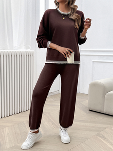 Contrast Colour Sweater & Pants Set