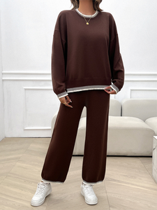 Contrast Colour Sweater & Pants Set