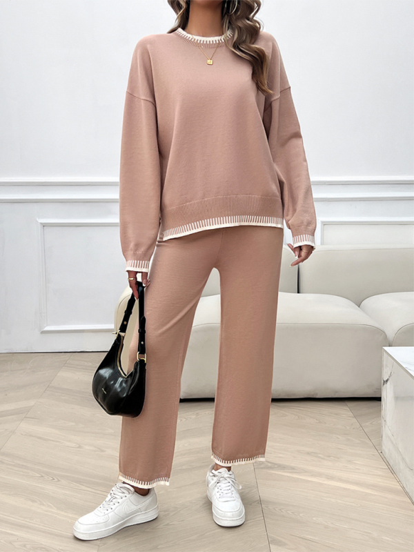 Contrast Colour Sweater & Pants Set