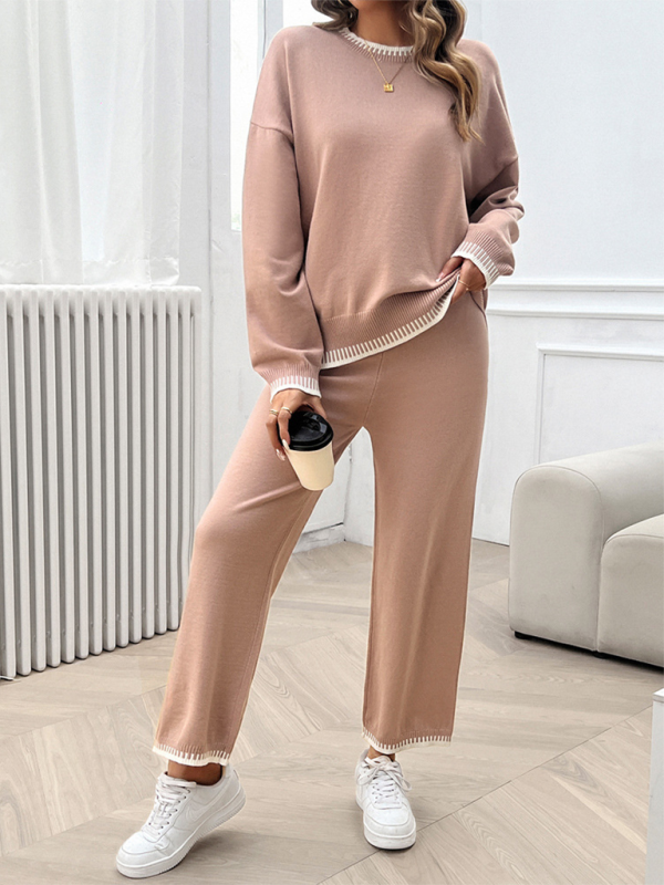 Contrast Colour Sweater & Pants Set