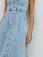 Load image into Gallery viewer, Buttoned Suspender Midi Dress
