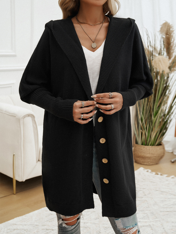 Button-Down Hooded Cardigan