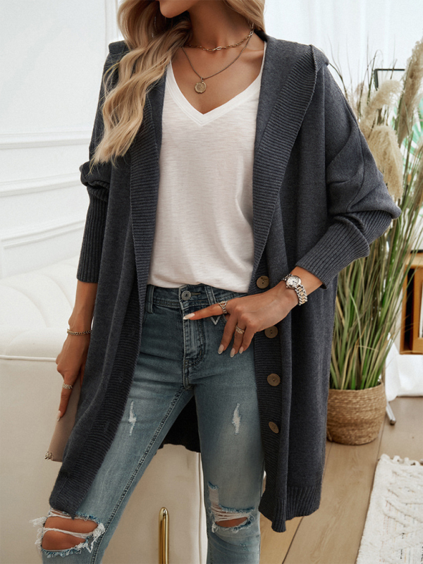 Button-Down Hooded Cardigan