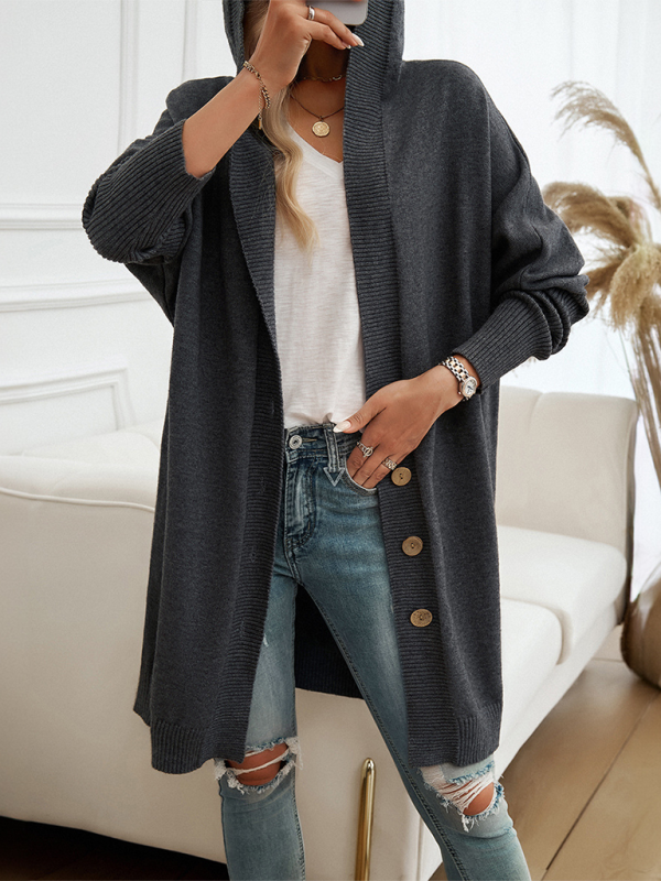 Button-Down Hooded Cardigan