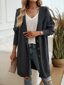 Button-Down Hooded Cardigan