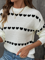 Load image into Gallery viewer, White Long Sleeve Heart Sweater
