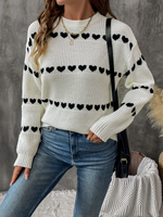 Load image into Gallery viewer, White Long Sleeve Heart Sweater
