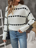 Load image into Gallery viewer, White Long Sleeve Heart Sweater
