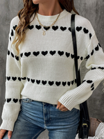 Load image into Gallery viewer, White Long Sleeve Heart Sweater
