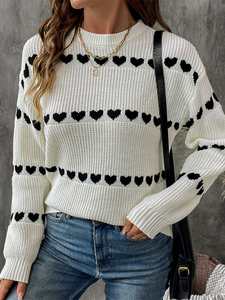 White Long Sleeve Heart Sweater