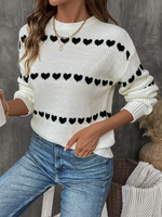 Load image into Gallery viewer, White Long Sleeve Heart Sweater
