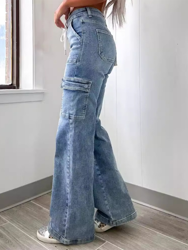 Lace-Up Straight Leg Jeans