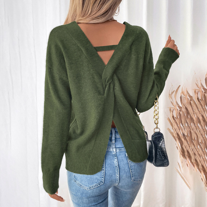 Open Back Slit Sweater