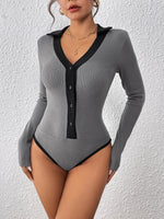 Load image into Gallery viewer, Lapel Contrast Pit Stripe Brushed Bodysuit
