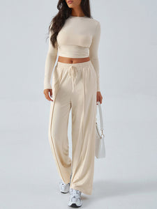 Long Sleeve Top & Wide Leg Pants Set