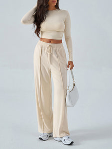 Long Sleeve Top & Wide Leg Pants Set