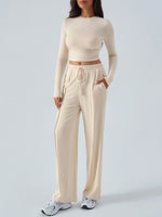 Load image into Gallery viewer, Long Sleeve Top &amp; Wide Leg Pants Set
