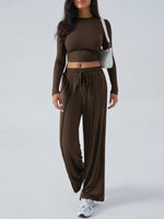 Load image into Gallery viewer, Long Sleeve Top &amp; Wide Leg Pants Set
