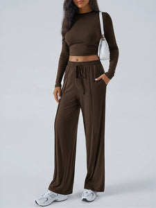 Long Sleeve Top & Wide Leg Pants Set