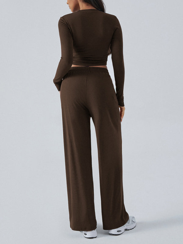 Long Sleeve Top & Wide Leg Pants Set