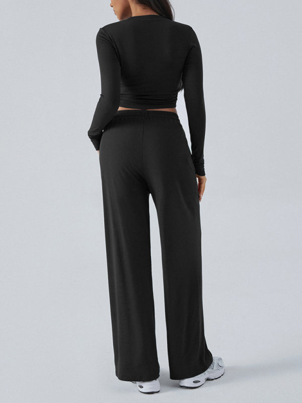 Long Sleeve Top & Wide Leg Pants Set