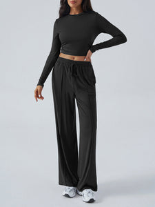 Long Sleeve Top & Wide Leg Pants Set