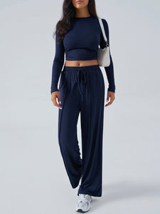 Long Sleeve Top & Wide Leg Pants Set